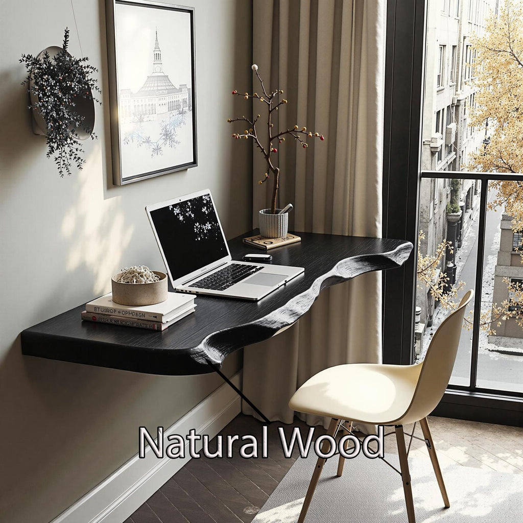 Vintage Solid Wood Floating Table, Wall-Mounted Bedside Console Desk for Decorative Home Styling
