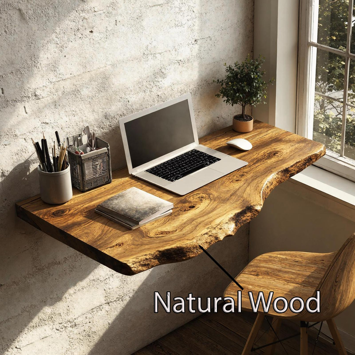 Mid Century Solid Wood Floating Desk For Smart Furniture Arrangement