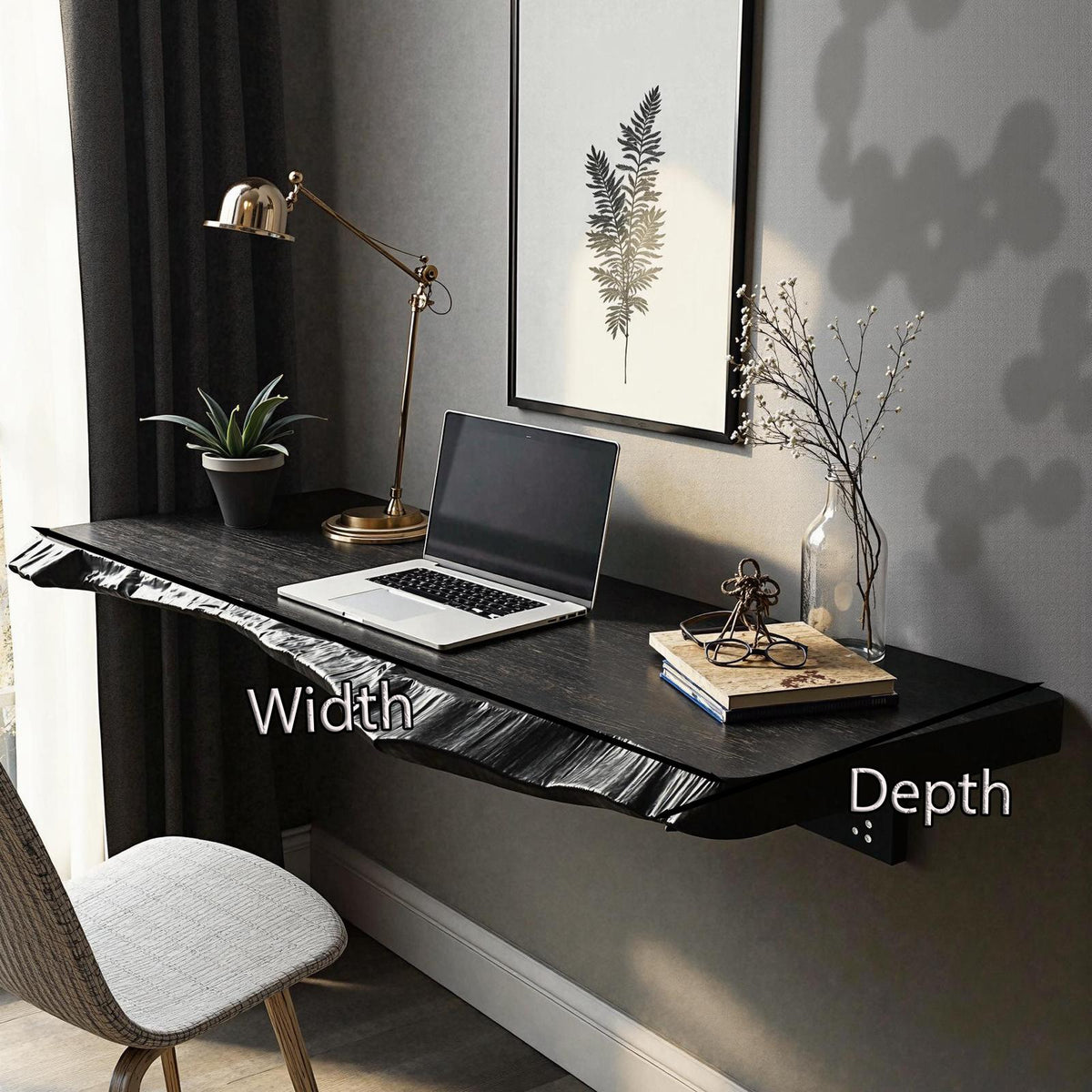 Rustic Solid Wood Floating Table, Space-Saving Wall-Mounted Bedside Desk & Vanity for Bedroom