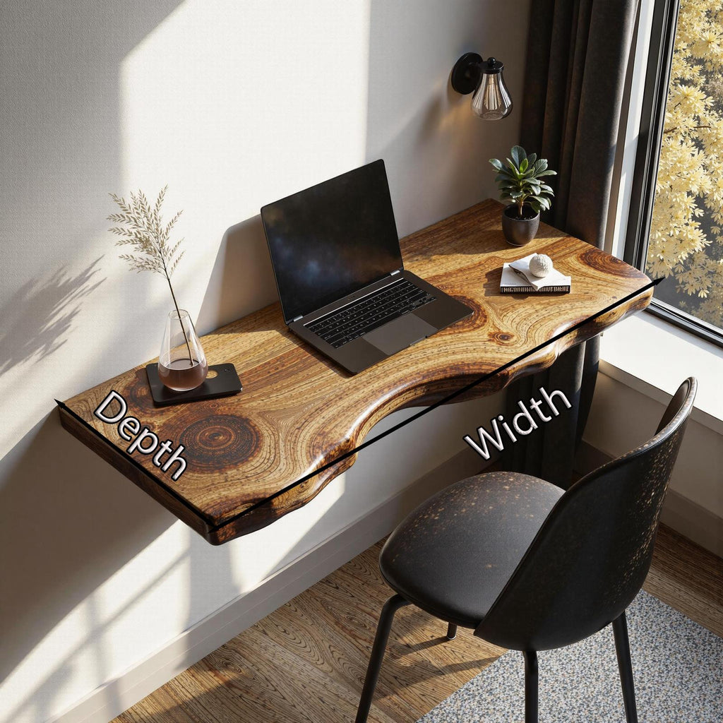 Rustic Solid Wood Floating Desk For Bedroom Furniture