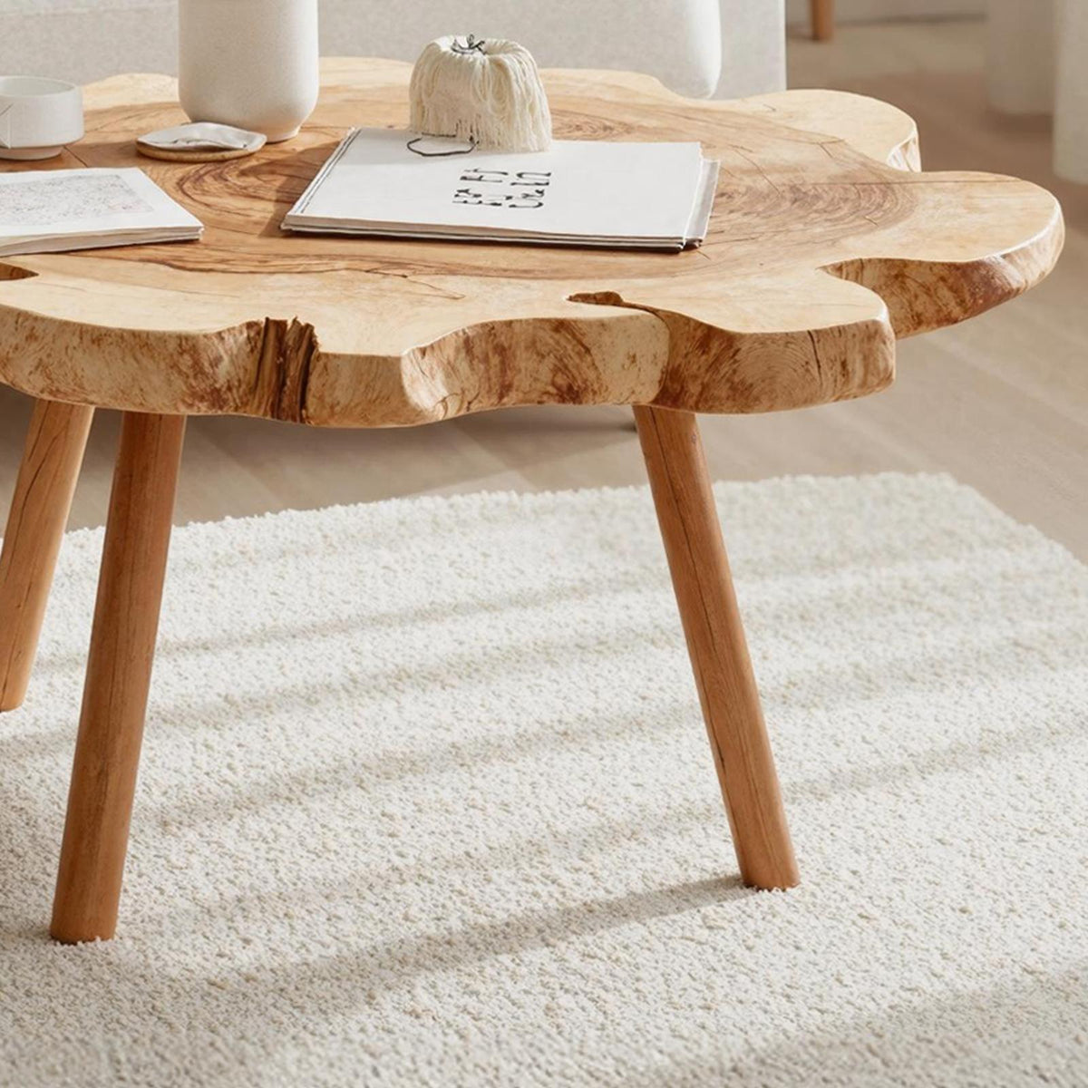 Spry Interior Farmhouse Solid Wood Coffee Table, Rustic Handcrafted Rectangle Low Center Table for Living Room Decor, SILDTTRCF012