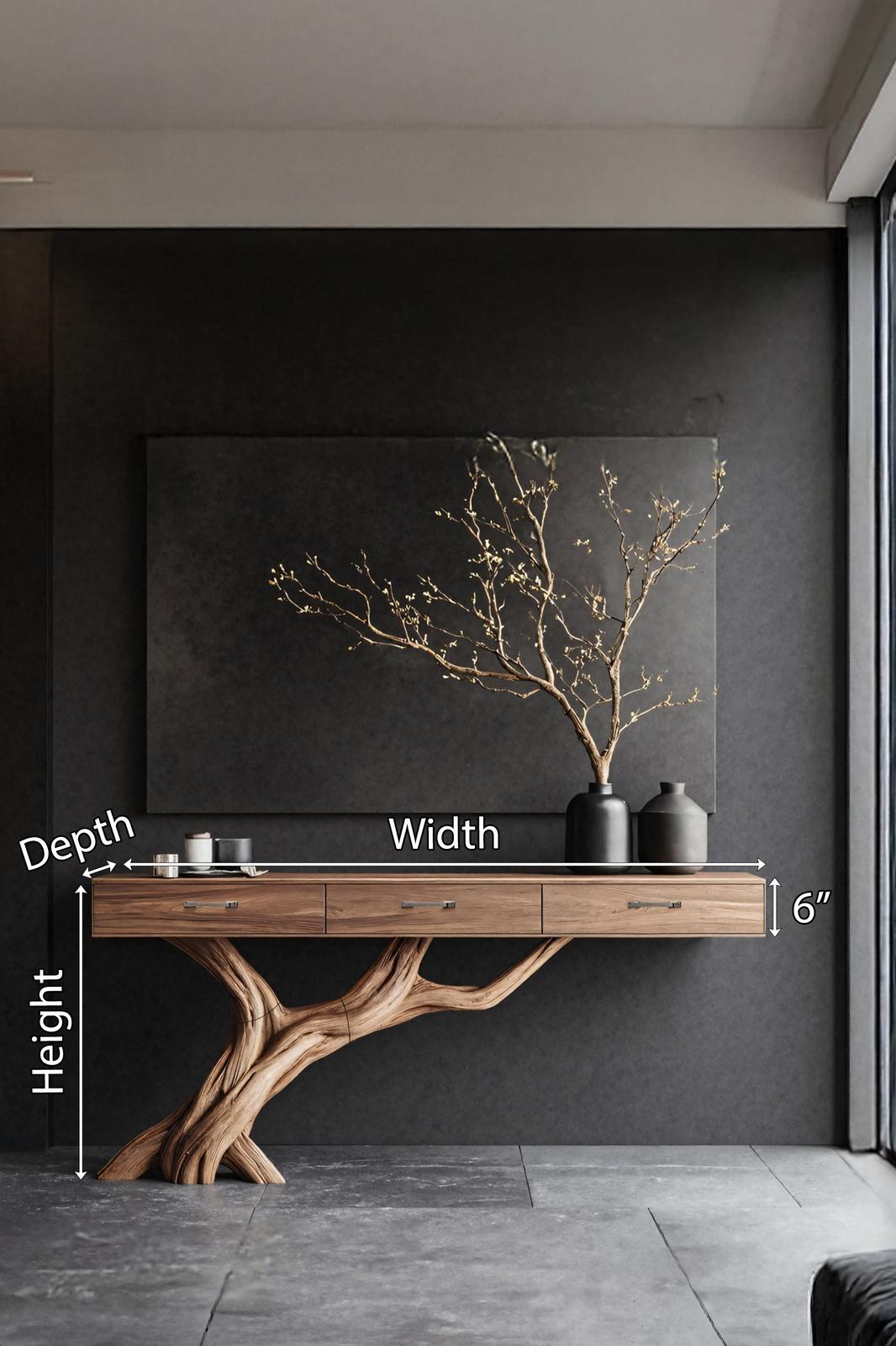 Rustic Solid Wood Dressing Table, Country Style Entryway Console Table with Storage, Model