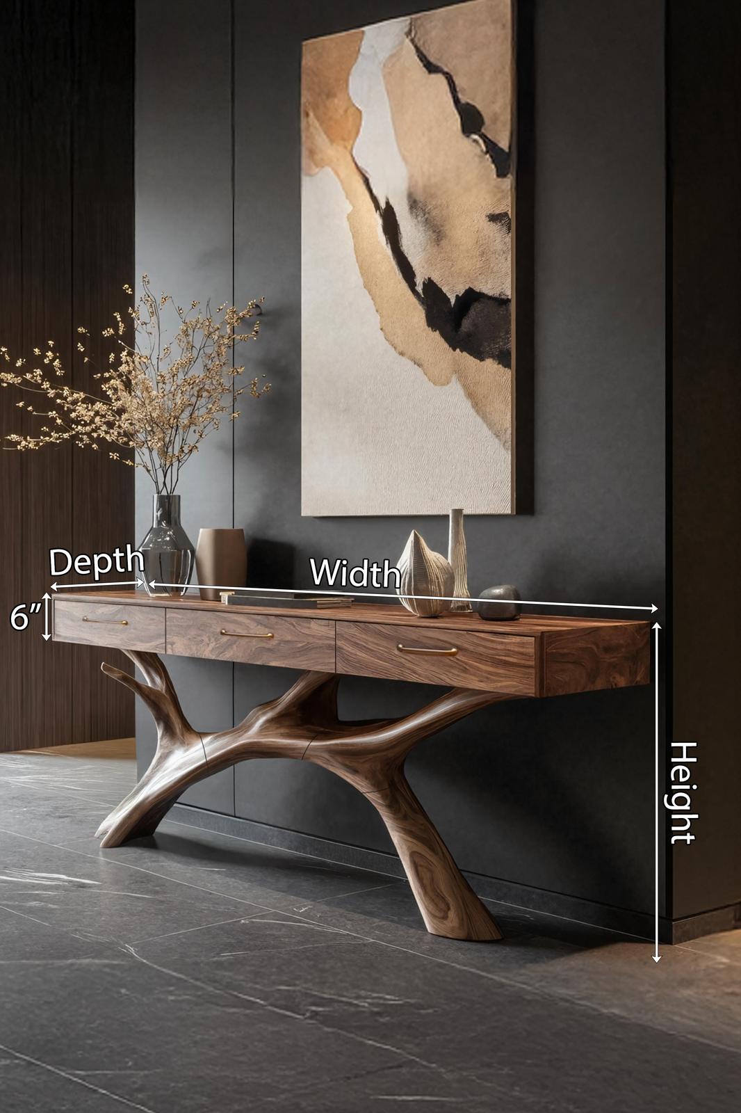 Rustic Live Edge Entryway Table, Solid Wood Console Table for Living Room, Hallway Accent Table, Natural Edge Wood
