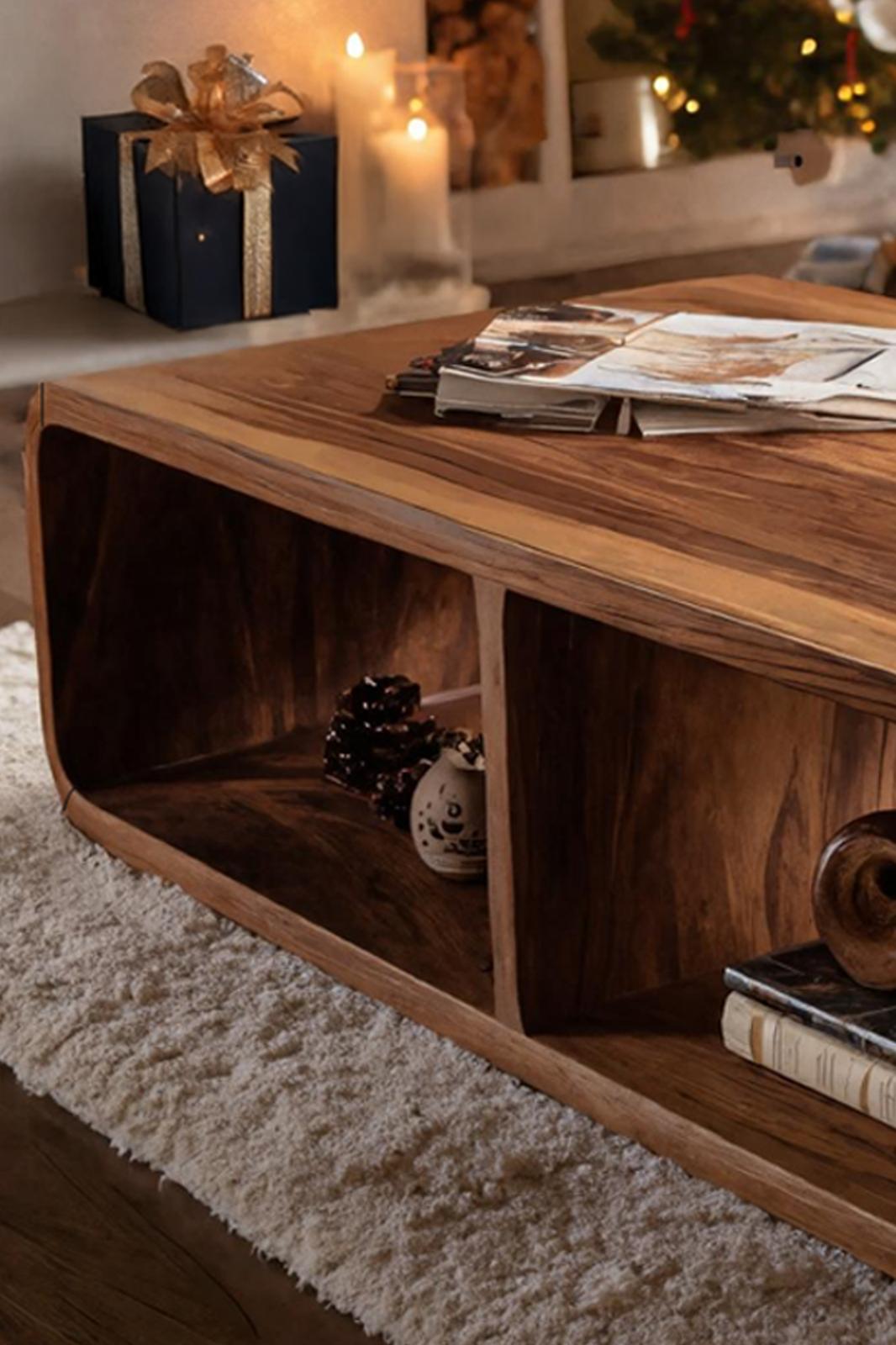 Spry Interior Handcrafted Live Edge Coffee Table, Solid Wood Slab Tree Trunk Accent Table for Modern Living Room, SILDTTRCCF037