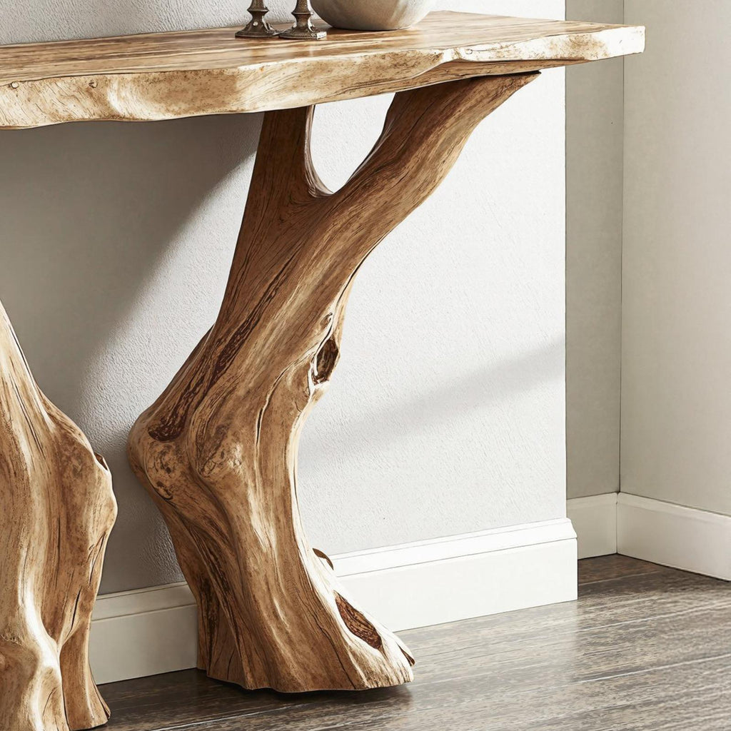 Live Edge Rustic Wood Console Table For Stunning Entryways