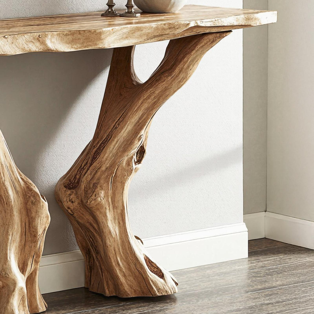 Live Edge Rustic Wood Console Table For Stunning Entryways