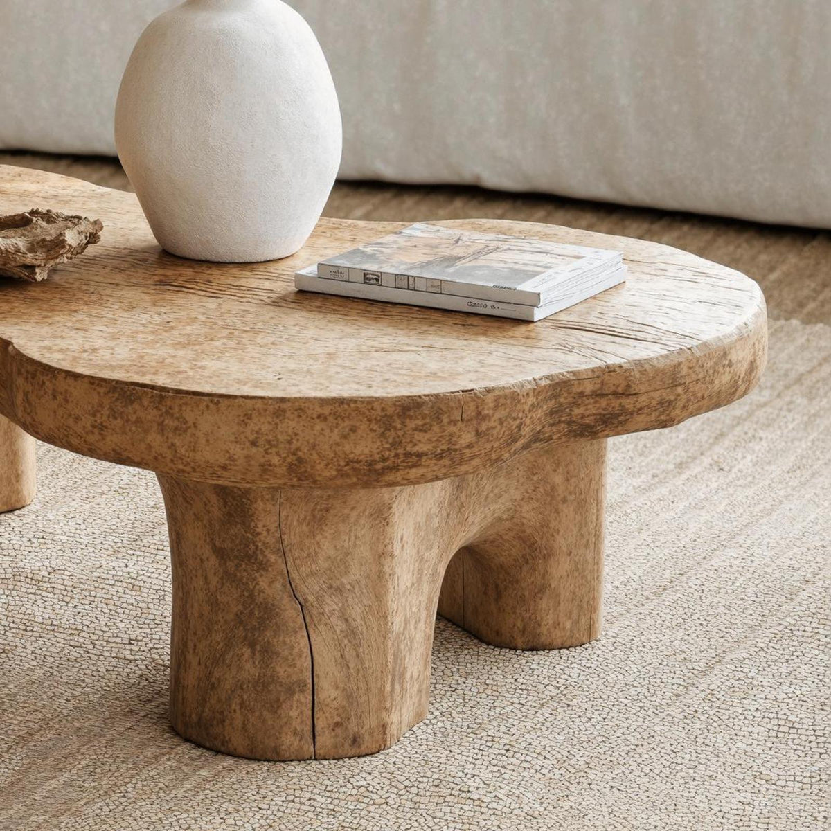 Natural Finish Wood Coffee Table For Organic Home Decor