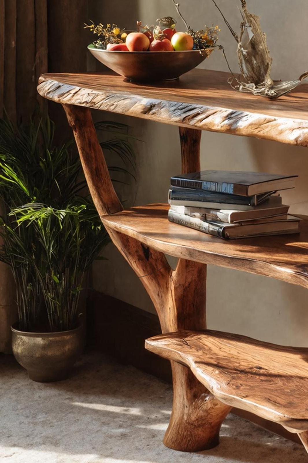 Spry Interior Farmhouse Live Edge Console Table, Solid Wood Slab Entryway Table for Rustic Country Bedroom Decor, SILDTTNCS063