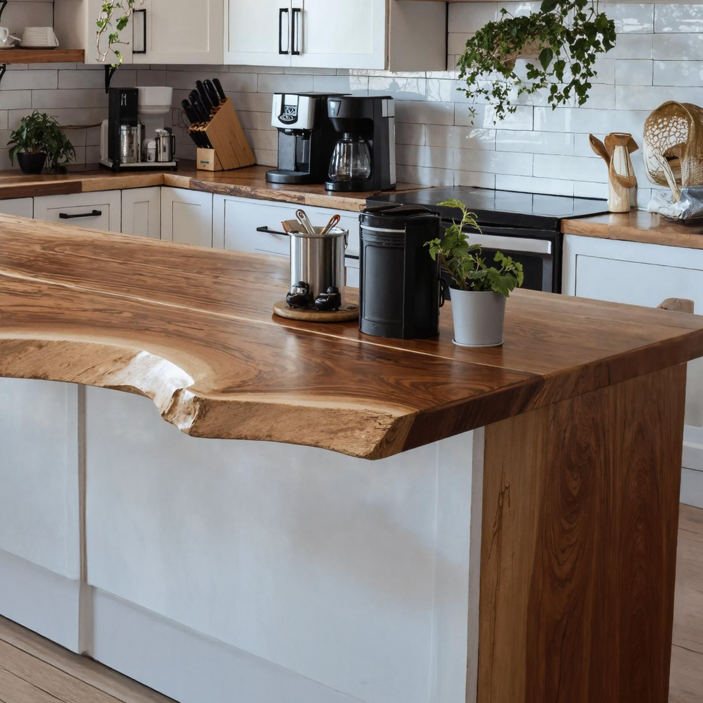 Rustic Solid Wood Kitchen Tabletop For Cozy Kitchen Decor