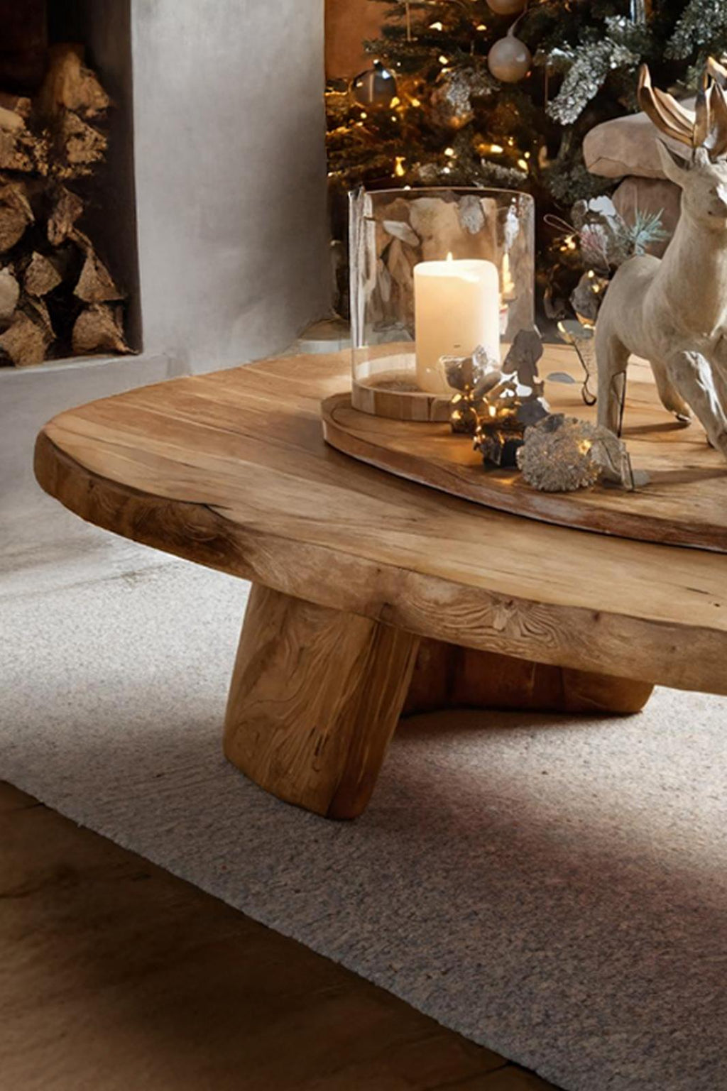 Spry Interior Mid-Century Wooden Coffee Table, Solid Hardwood Minimalist Accent Table for Living Room, Retro Style Home Furniture SILDTTRCCF012