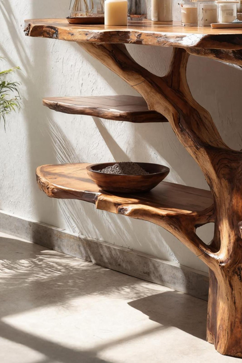 Handcrafted Live Edge Console Table, Solid Wood Slab Entryway Accent Table for Modern Home Decor
