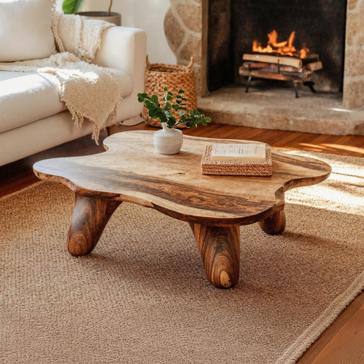 Curved Wood Coffee Table Low Coffee Table