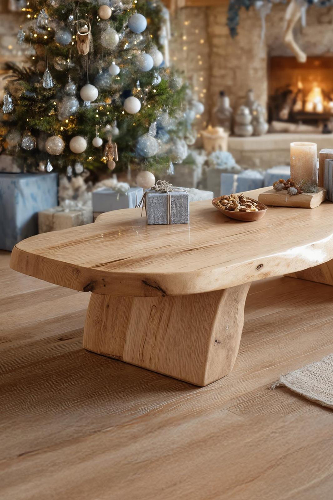 Handcrafted Modern Coffee Table Solid Wood For Christmas Living Room SILDTTRCCF029