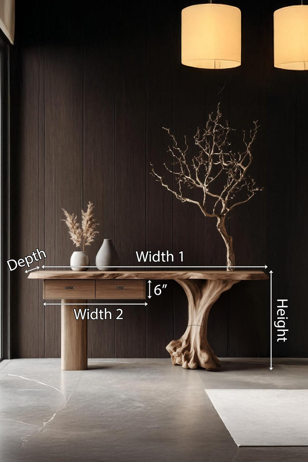 Mid Century Wood Console Table, Minimalist Bedroom Decor Accent Hallway Sofa Table, Model