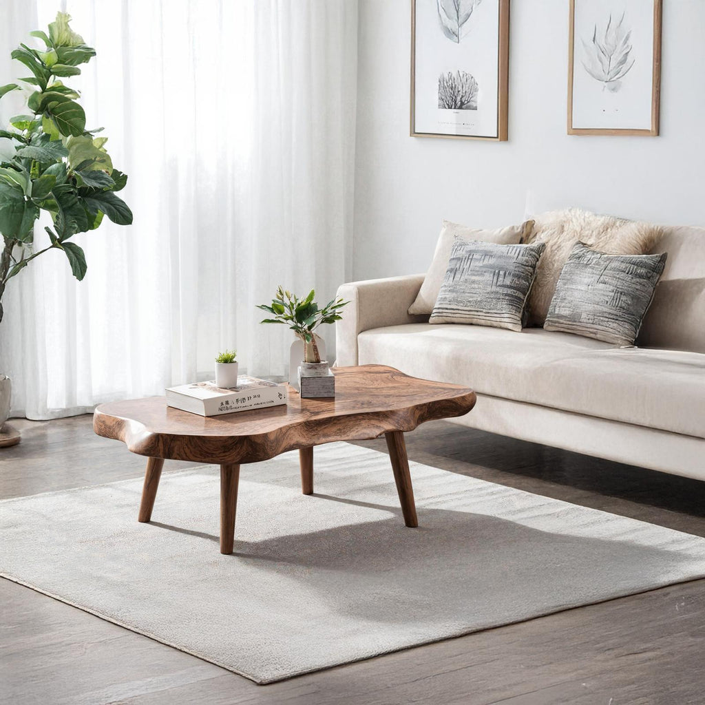Mid Century Solid Wood Coffee Table For Small Spaces