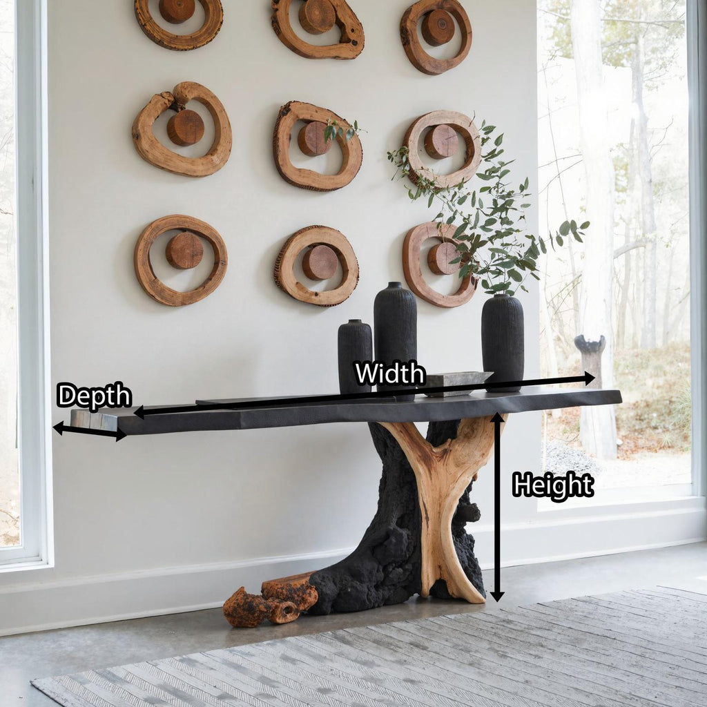 Live Edge Cantilevered Console Table, Handcrafted Solid Wood Entryway Sofa Accent Table for Hallway