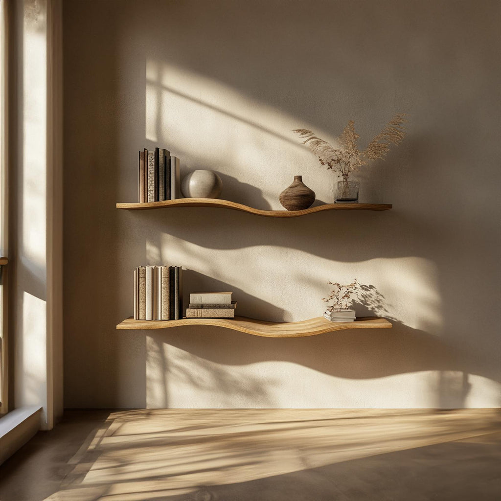 Wavy Wall Shelf Long Floating Shelf Bed Room Modern Design