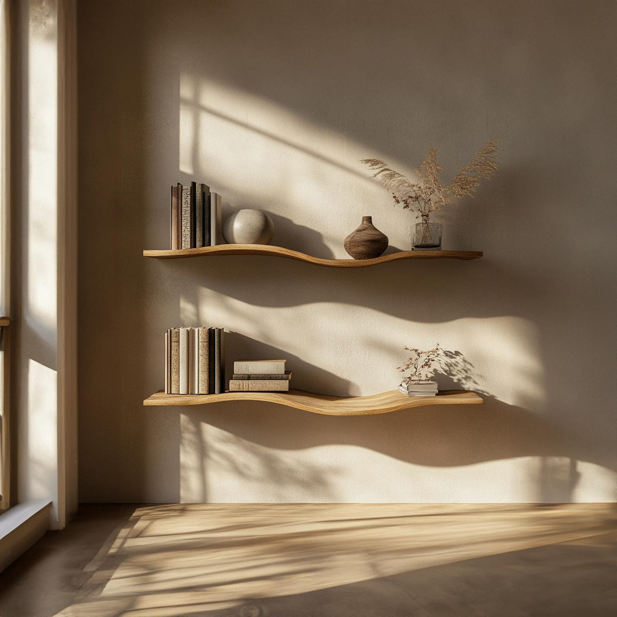 Wavy Wall Shelf Long Floating Shelf Bed Room Modern Design