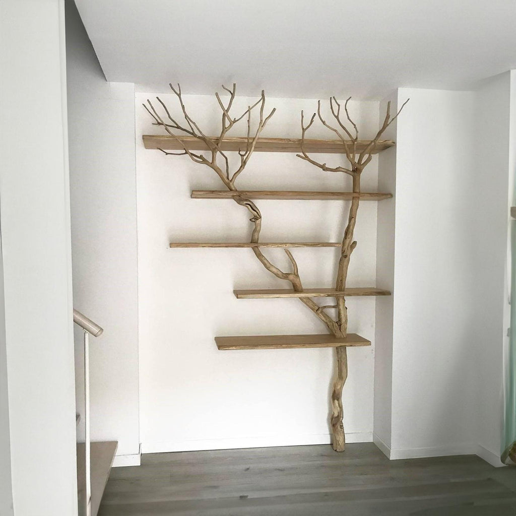 Tree Branch Floating Corner Shelf Solid Wood For Book Lover Gift