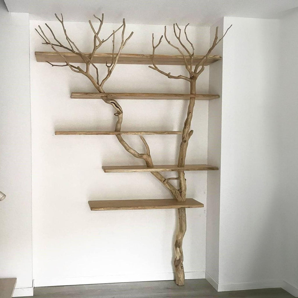 Tree Branch Floating Corner Shelf Solid Wood For Book Lover Gift