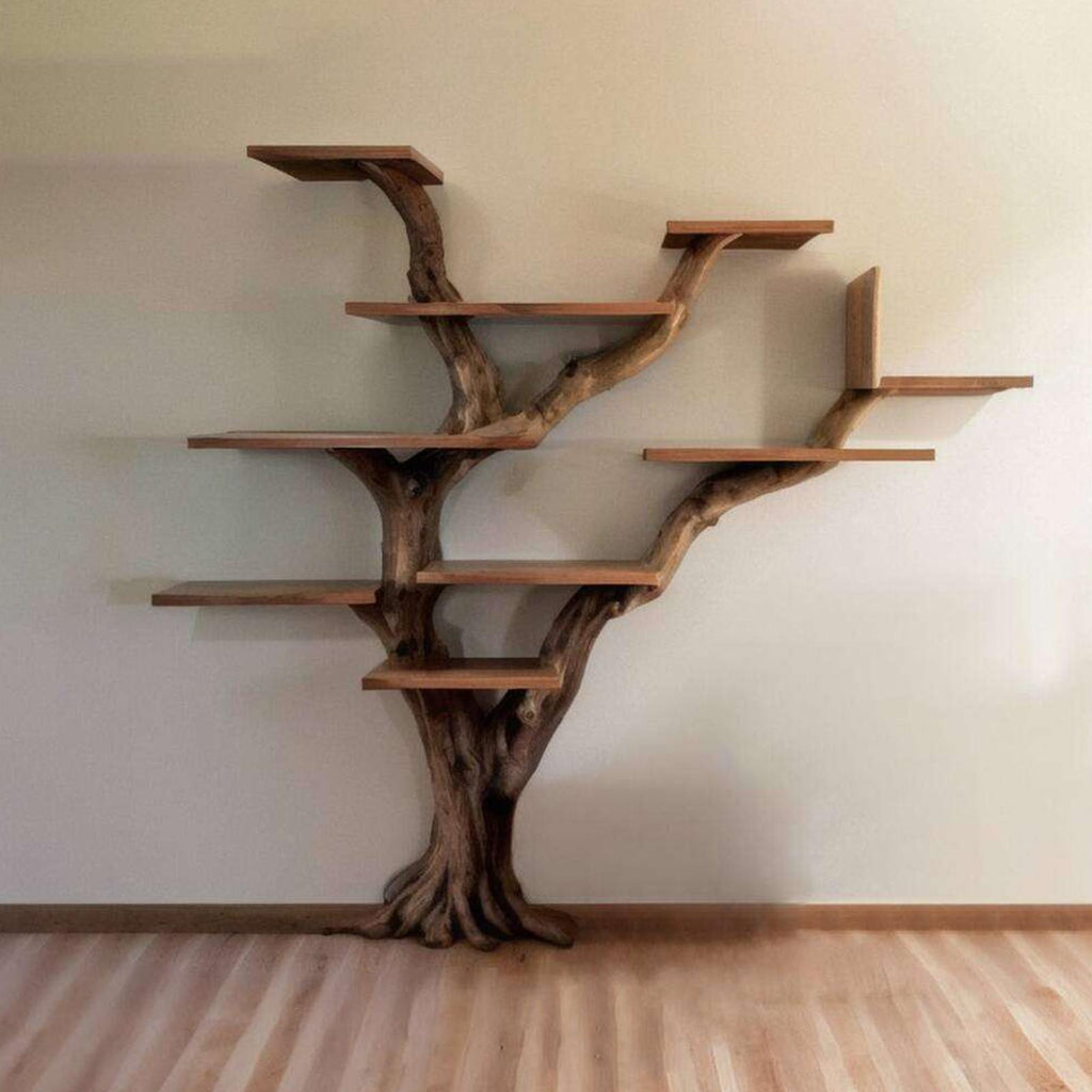 Tree Bookshelf Decor Solid Wood Floating Shelf
