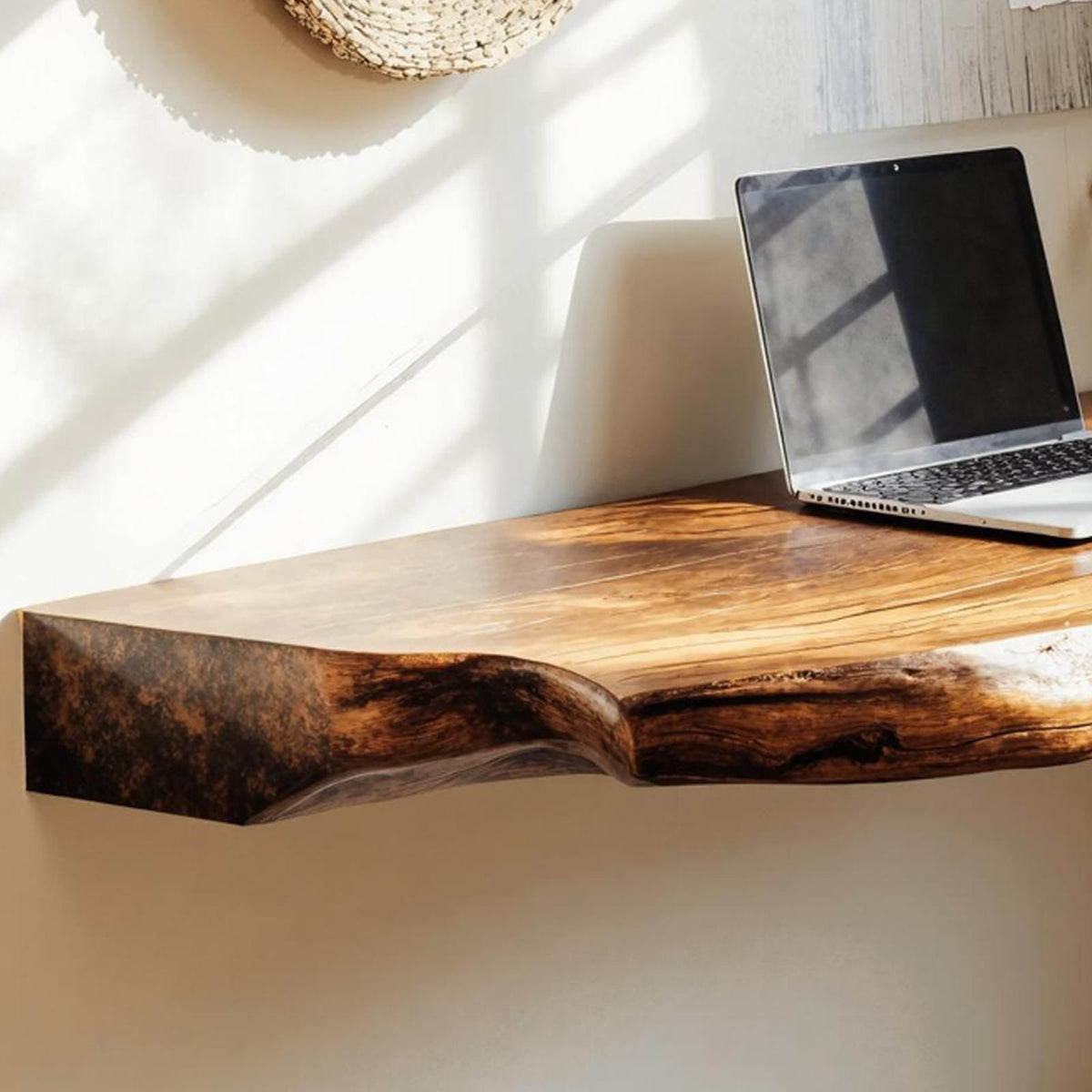 Rustic Wooden Floating Table For Beautiful Bedroom Setup