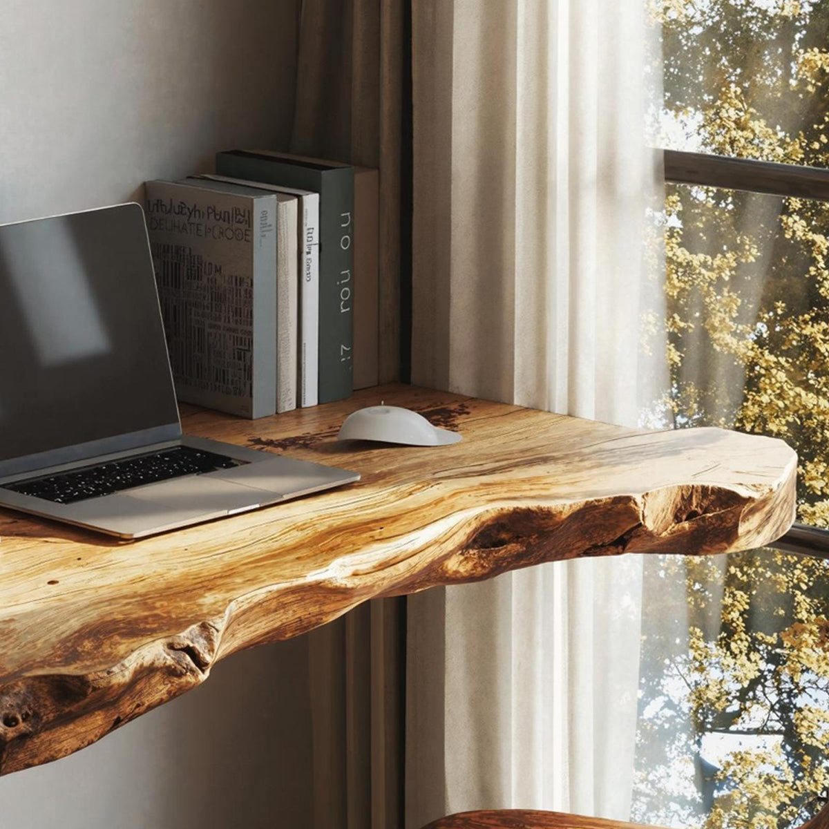 Mid Century Solid Wood Floating Desk For Productivity And Style