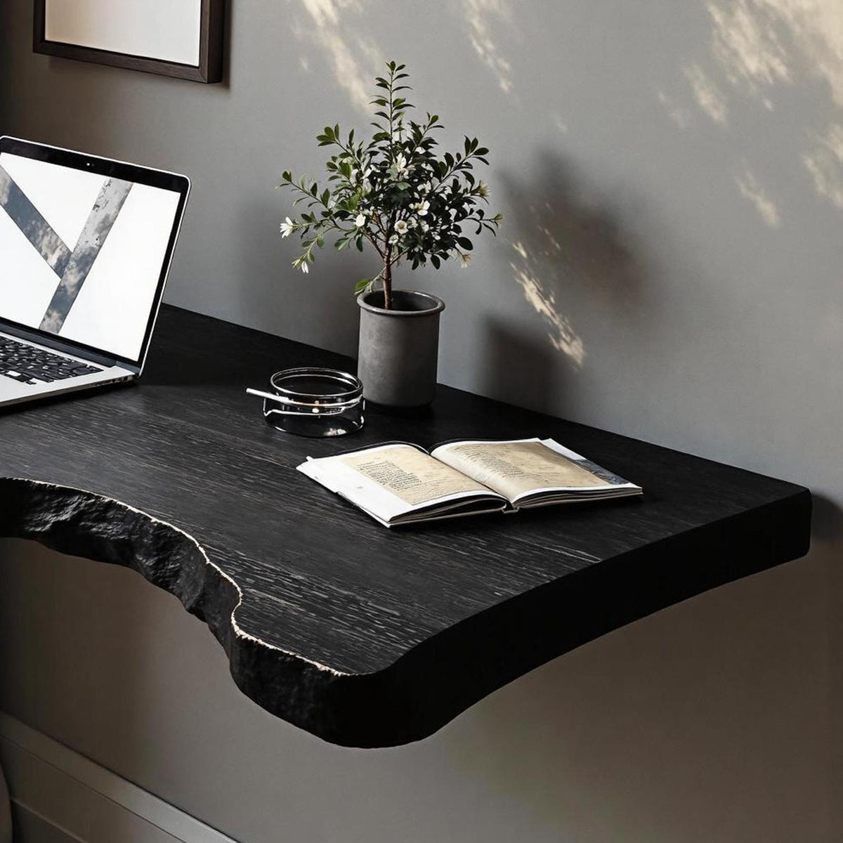 Farmhouse Solid Wood Floating Desk, Wall-Mounted Vanity & Computer Console Table for Living Room