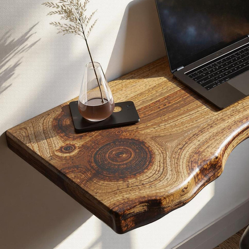Rustic Solid Wood Floating Desk For Bedroom Furniture