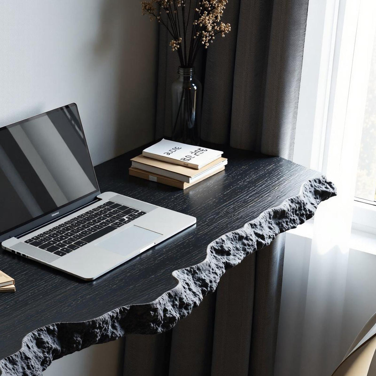Farmhouse Solid Wood Floating Desk, Minimalist Wall-Mounted Computer Study Desk for Home Office