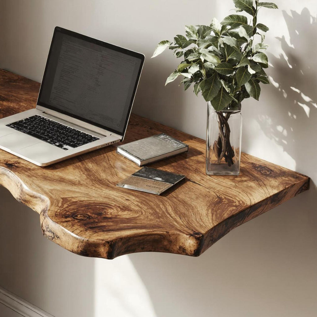 Farmhouse Solid Wood Floating Desk For Aesthetic Interior Decoration