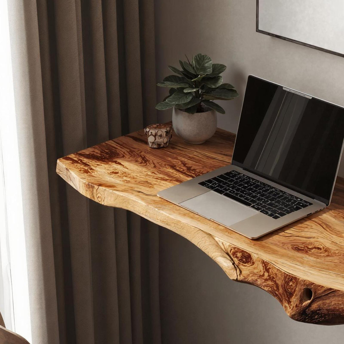 Farmhouse Solid Wood Floating Desk For Relaxed Home Environment