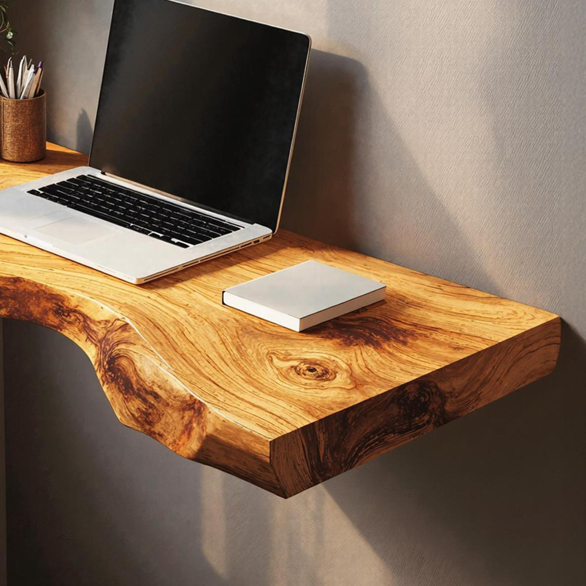 Mid Century Solid Wood Floating Desk For Smart And Elegant Decor