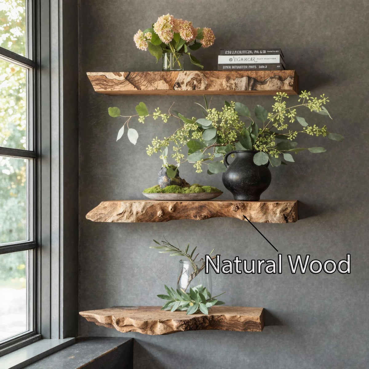 Mid Century Live Edge Floating Shelf For Living Room Decor SILDTFL155