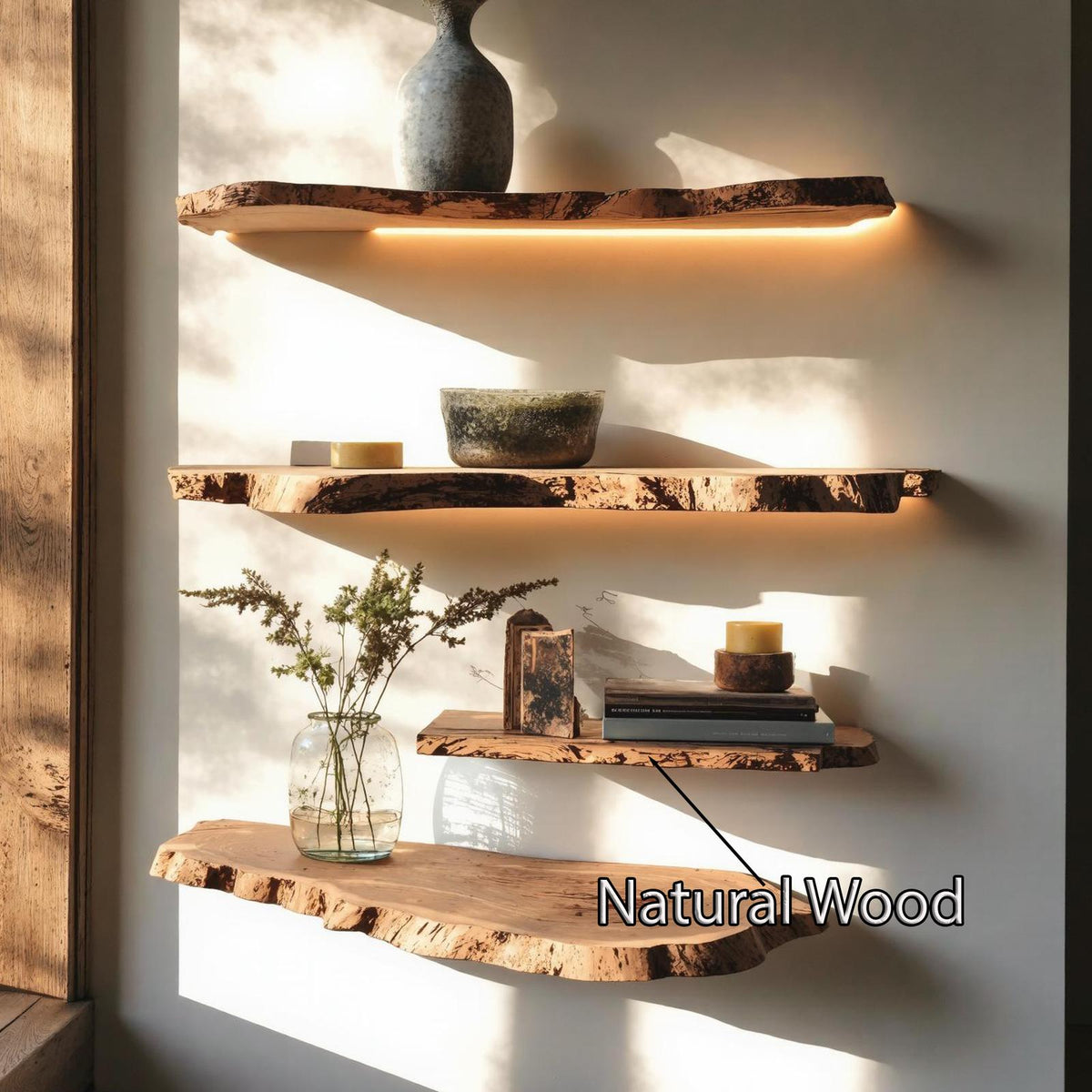 Farmhouse Live Edge Floating Shelf Charming Bedroom Style SILDTFL160