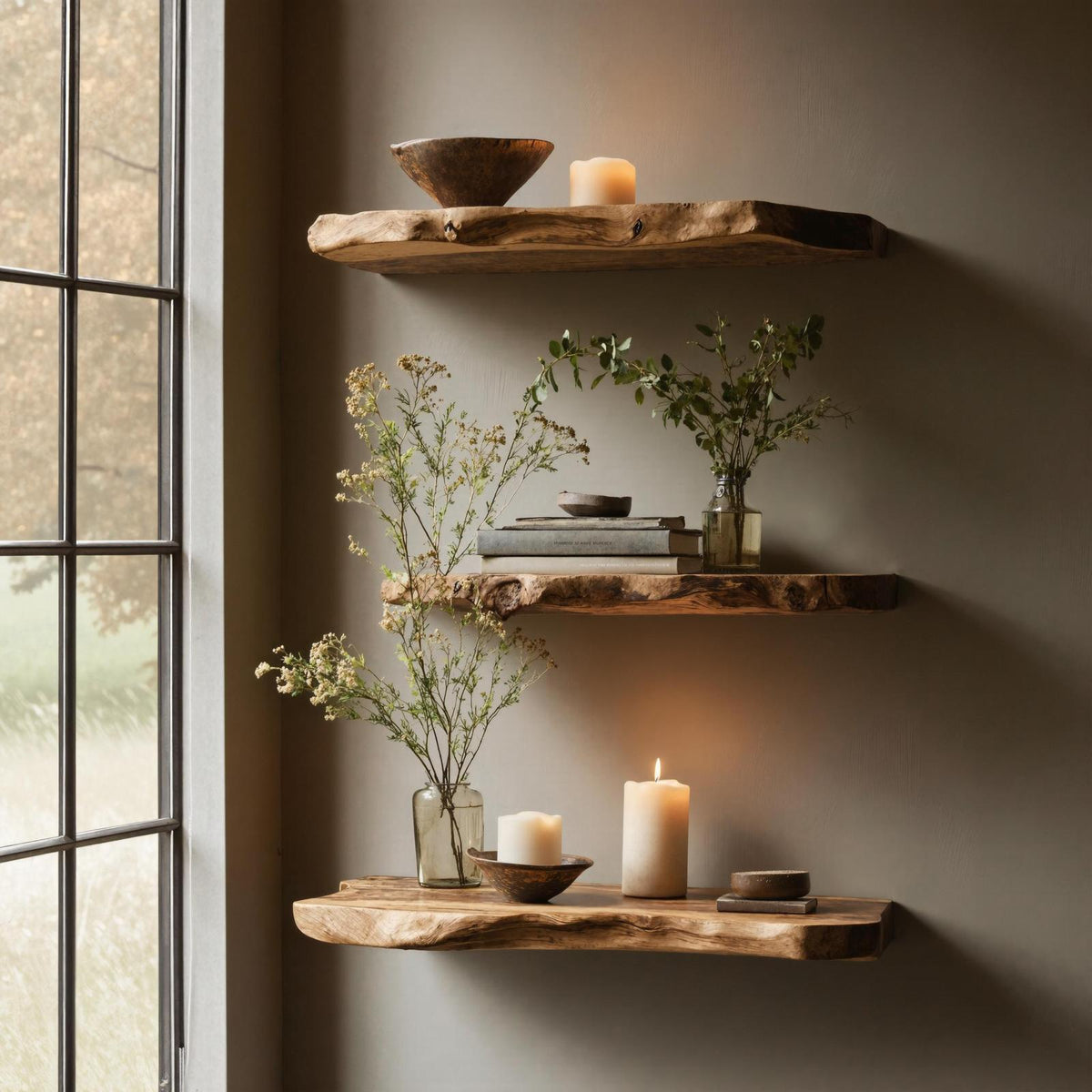 Handcrafted Live Edge Floating Bookshelf Unique Home Decor SILDTFL161