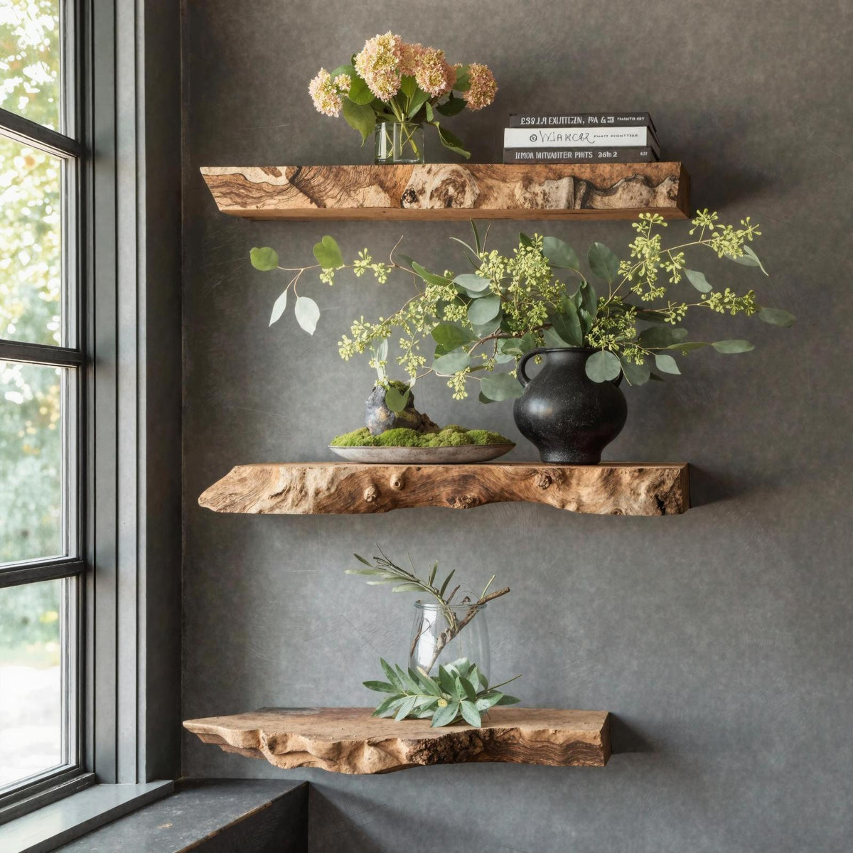 Mid Century Live Edge Floating Shelf For Living Room Decor SILDTFL155