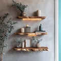 Spry Interior Rustic Live Edge Floating Shelf, Handcrafted Solid Wood Wall Mounted Display Rack for Kitchen Storage, SILDTFL158