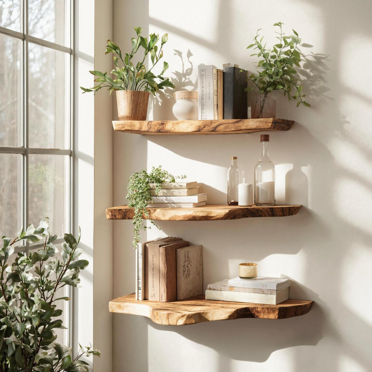 Handcrafted Live Edge Floating Bookshelf Furniture Decor SILDTFL157