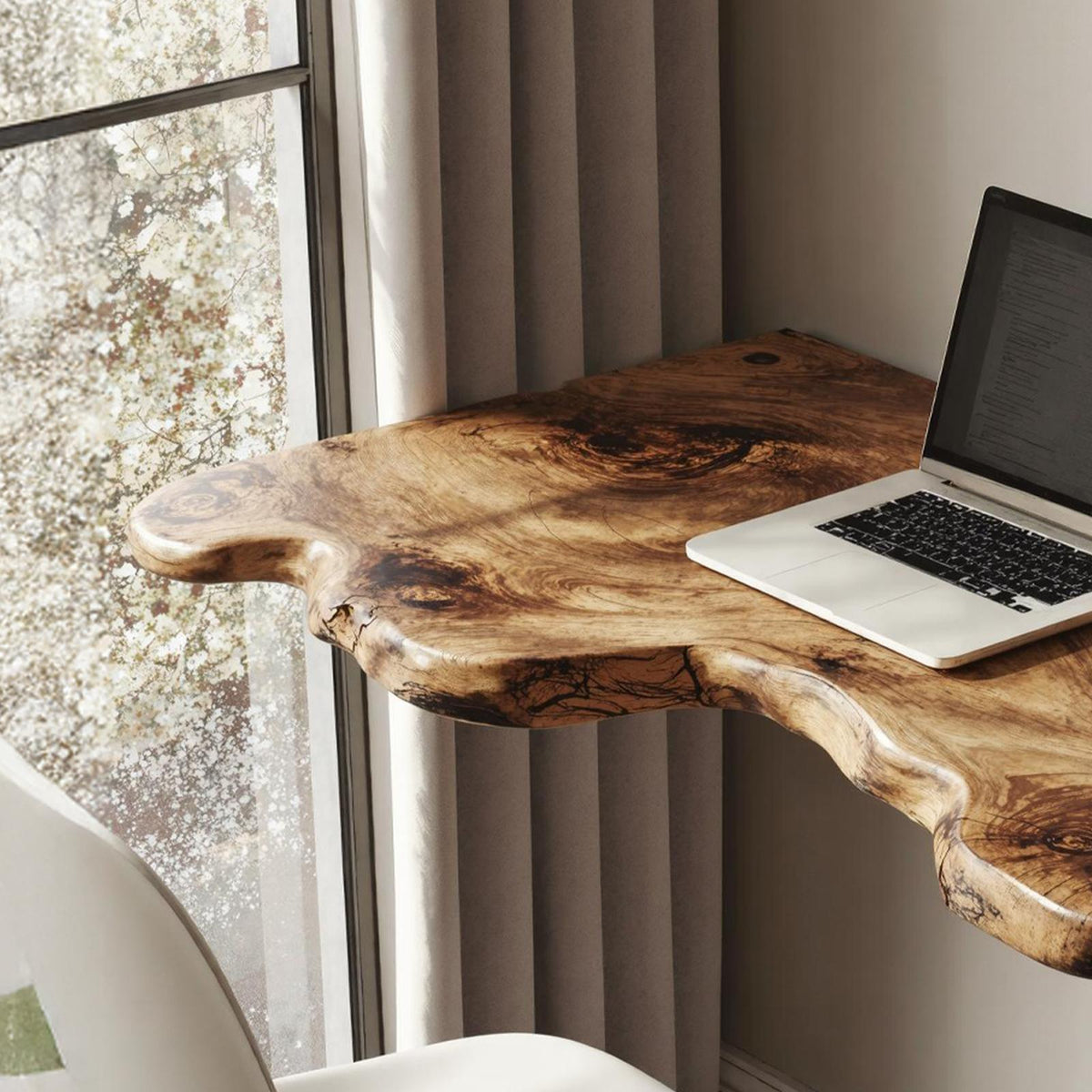 Farmhouse Solid Wood Floating Desk For Aesthetic Interior Decoration