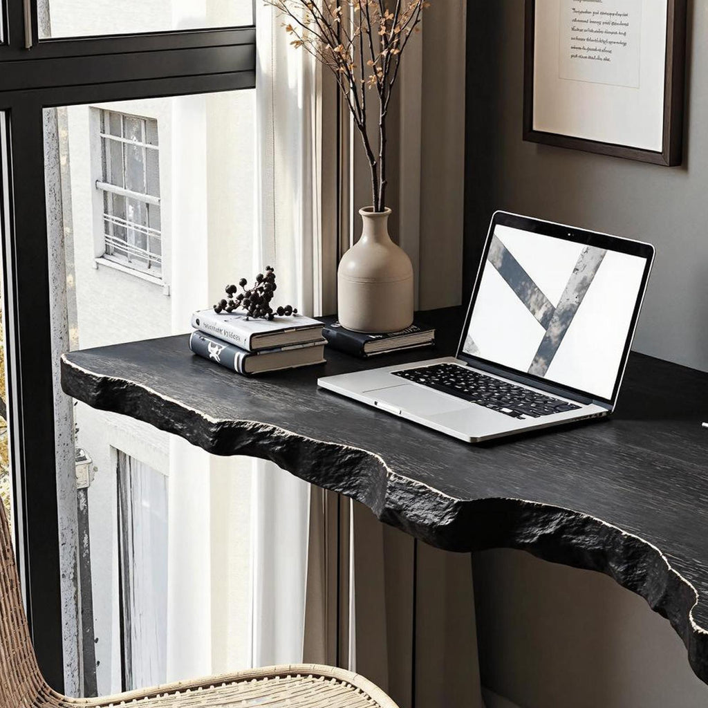 Farmhouse Solid Wood Floating Desk, Wall-Mounted Vanity & Computer Console Table for Living Room