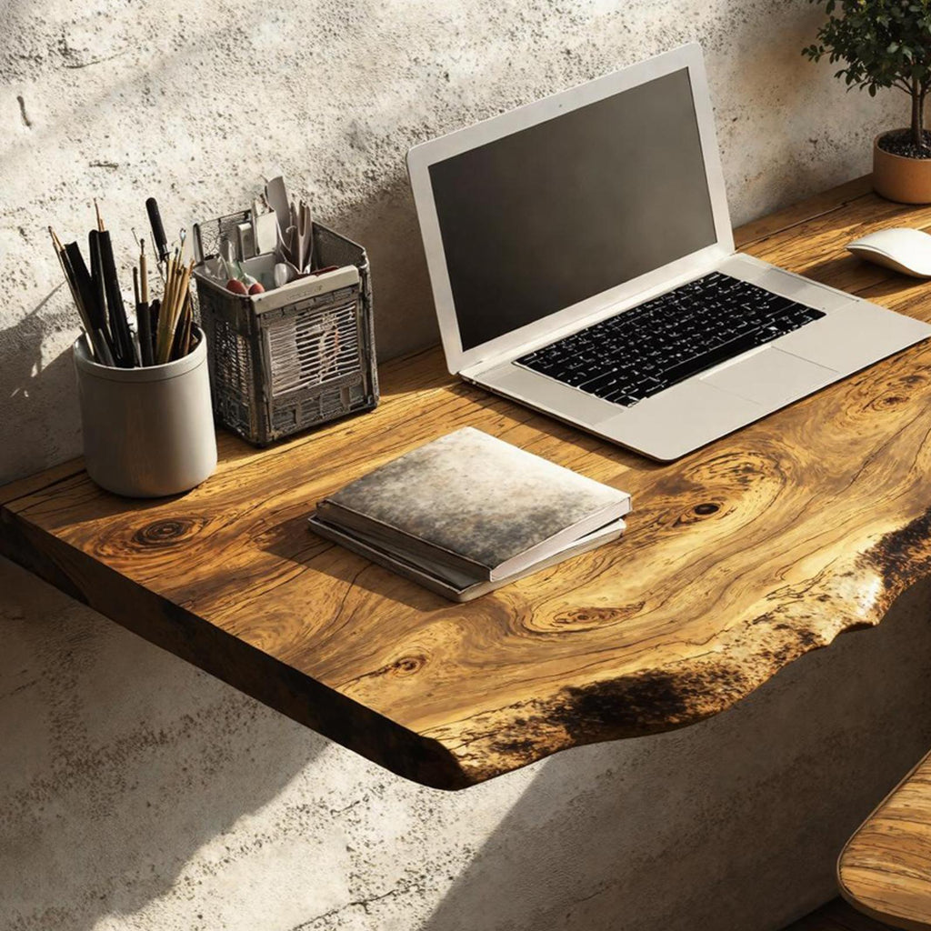Mid Century Solid Wood Floating Desk For Smart Furniture Arrangement