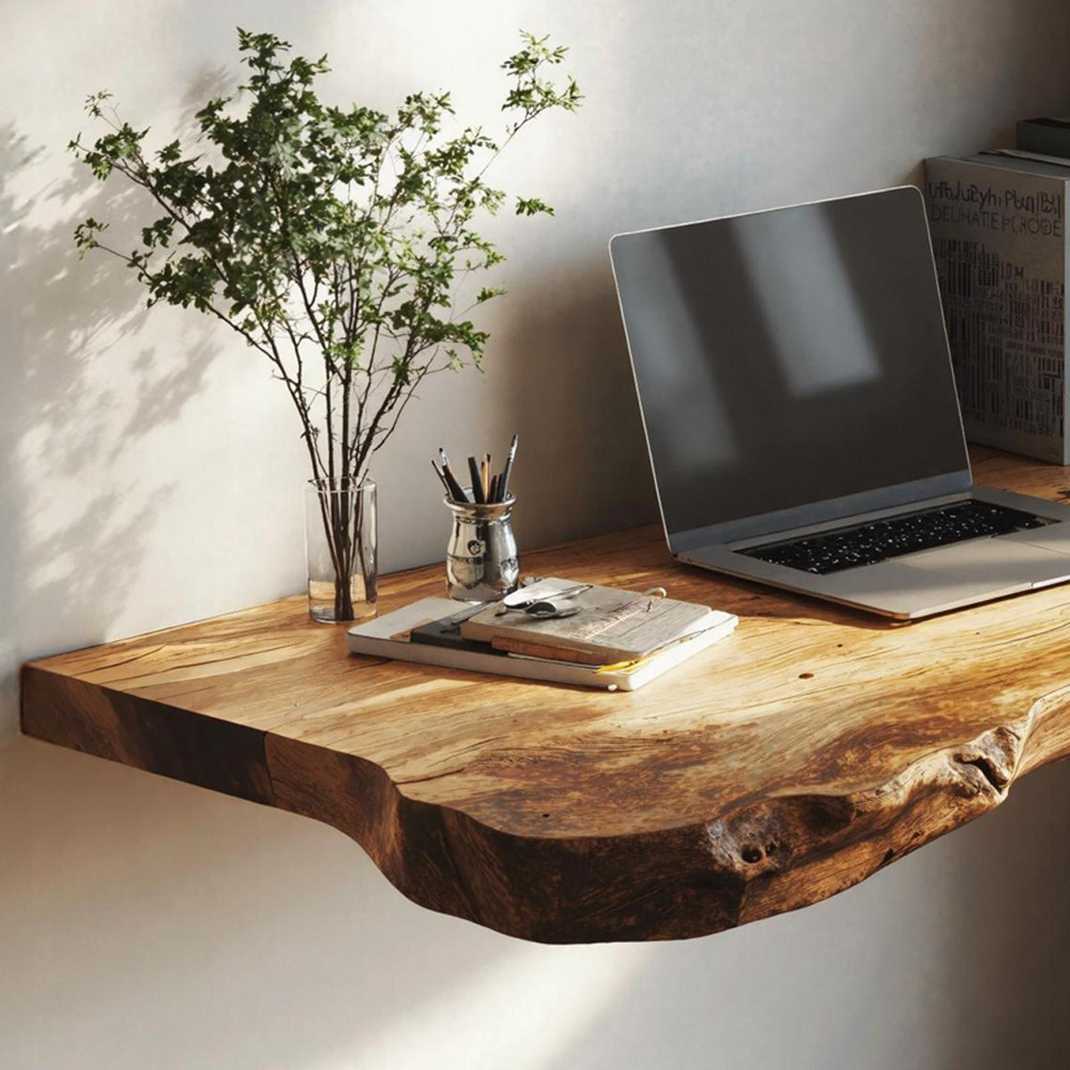 Mid Century Solid Wood Floating Desk For Productivity And Style