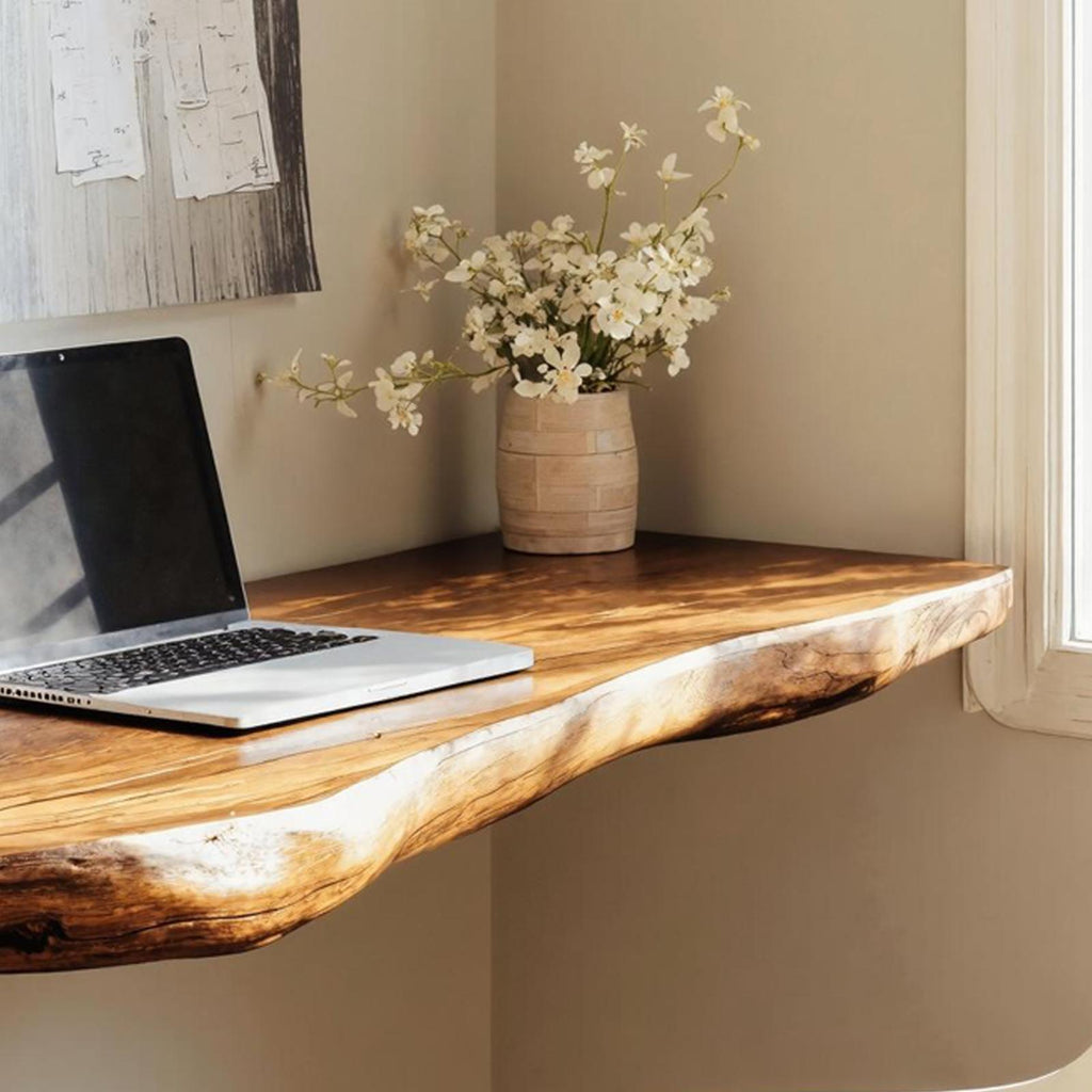 Rustic Wooden Floating Table For Beautiful Bedroom Setup