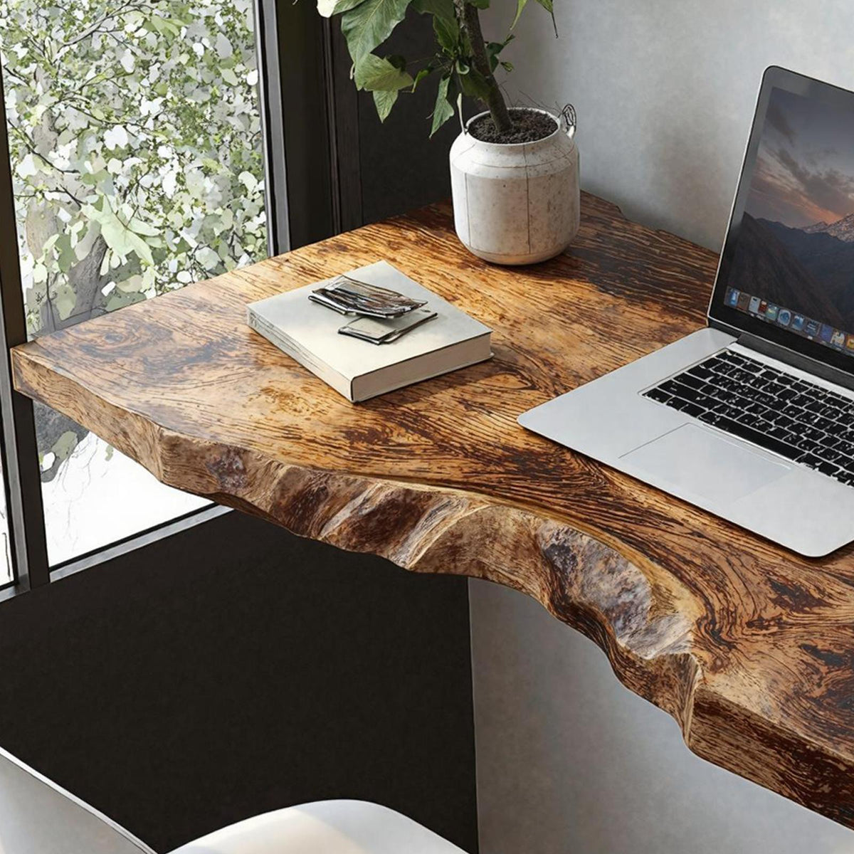 Mid Century Solid Wood Floating Desk For Creative Workspaces