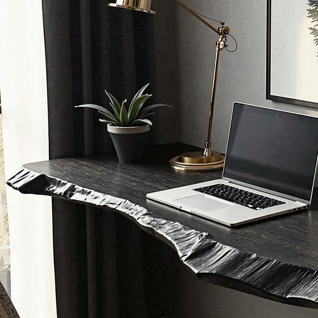 Rustic Solid Wood Floating Table, Space-Saving Wall-Mounted Bedside Desk & Vanity for Bedroom