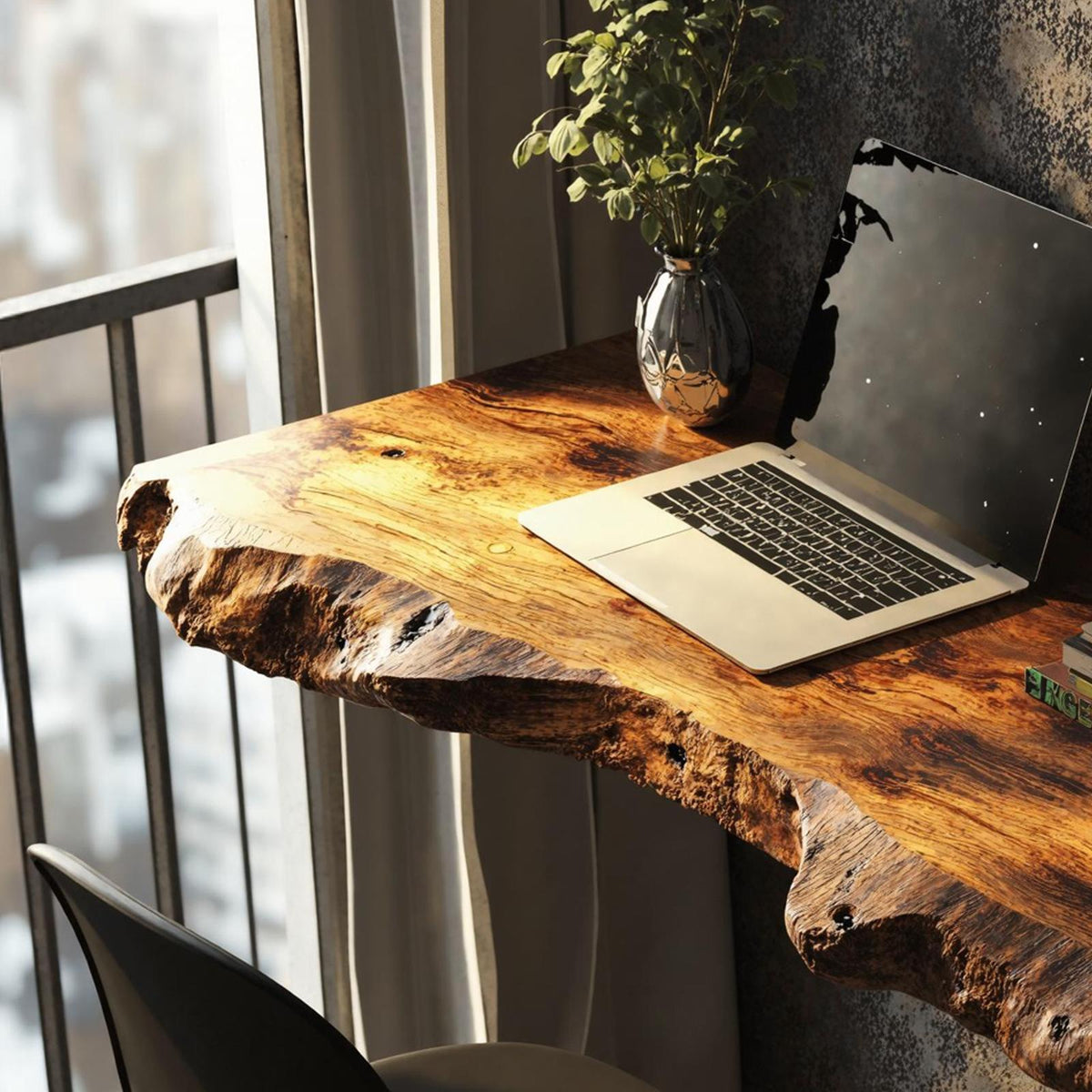 Mid Century Solid Wood Floating Desk For Functional Home Office