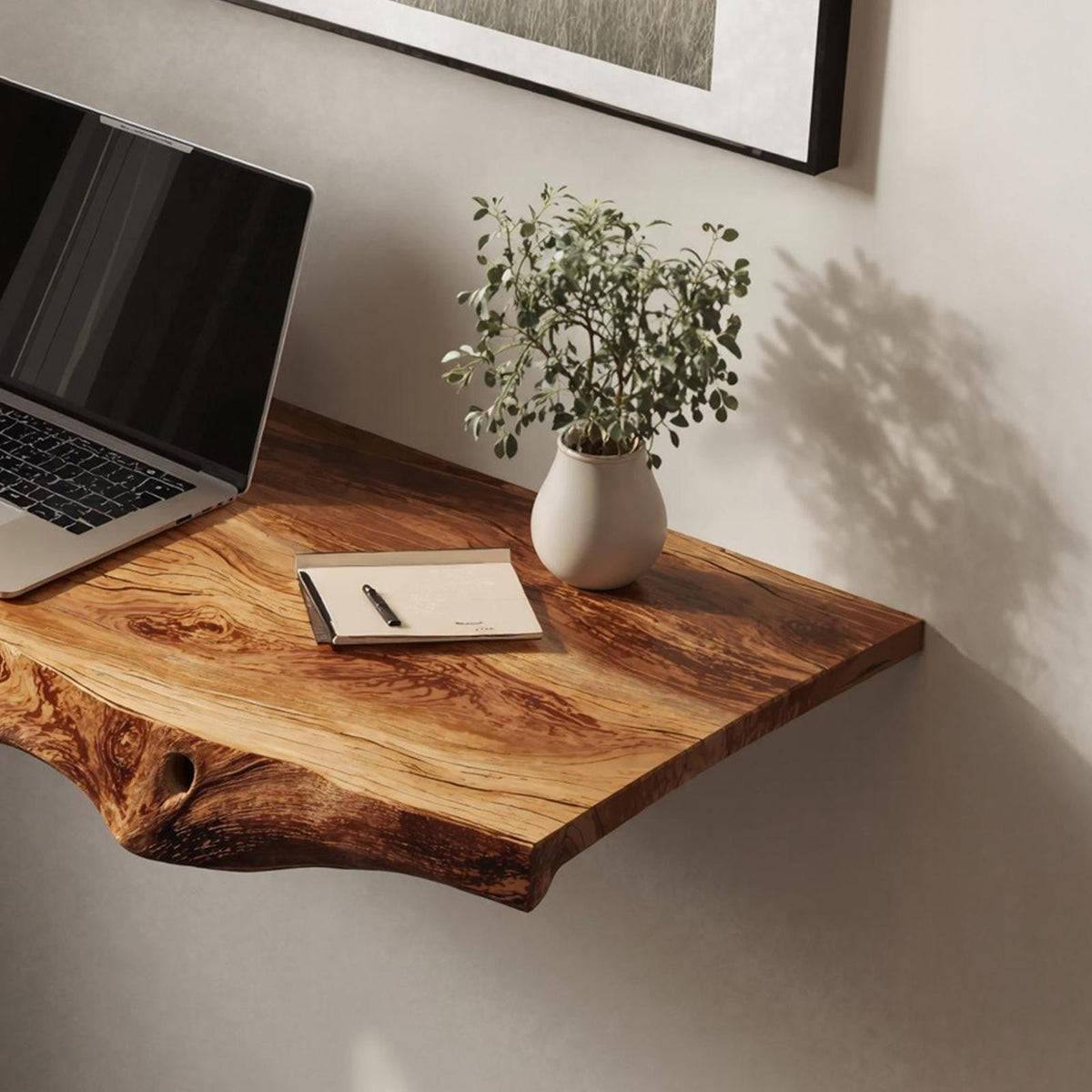 Farmhouse Solid Wood Floating Desk For Relaxed Home Environment