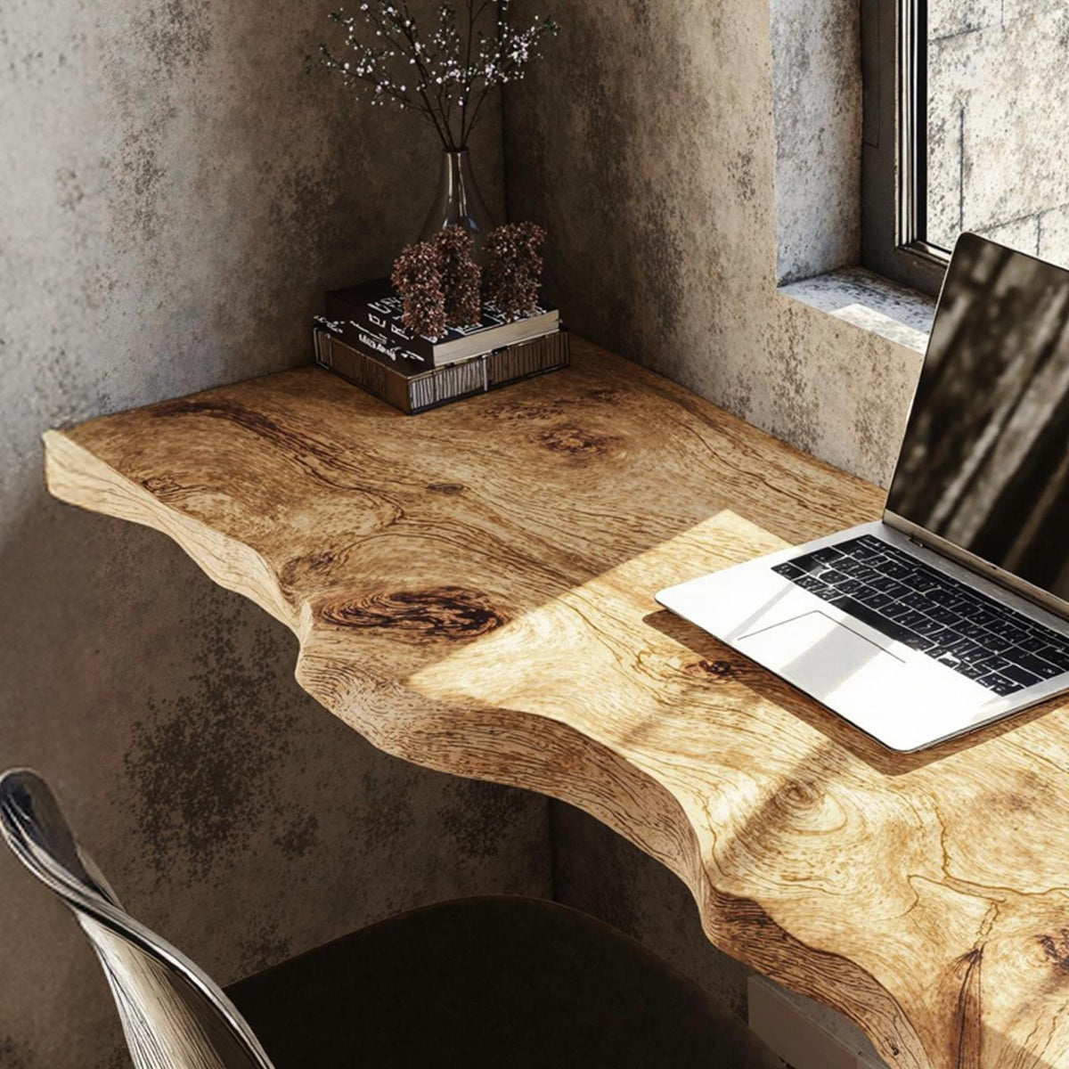 Mid Century Solid Wood Floating Desk For Sleek Home Styling