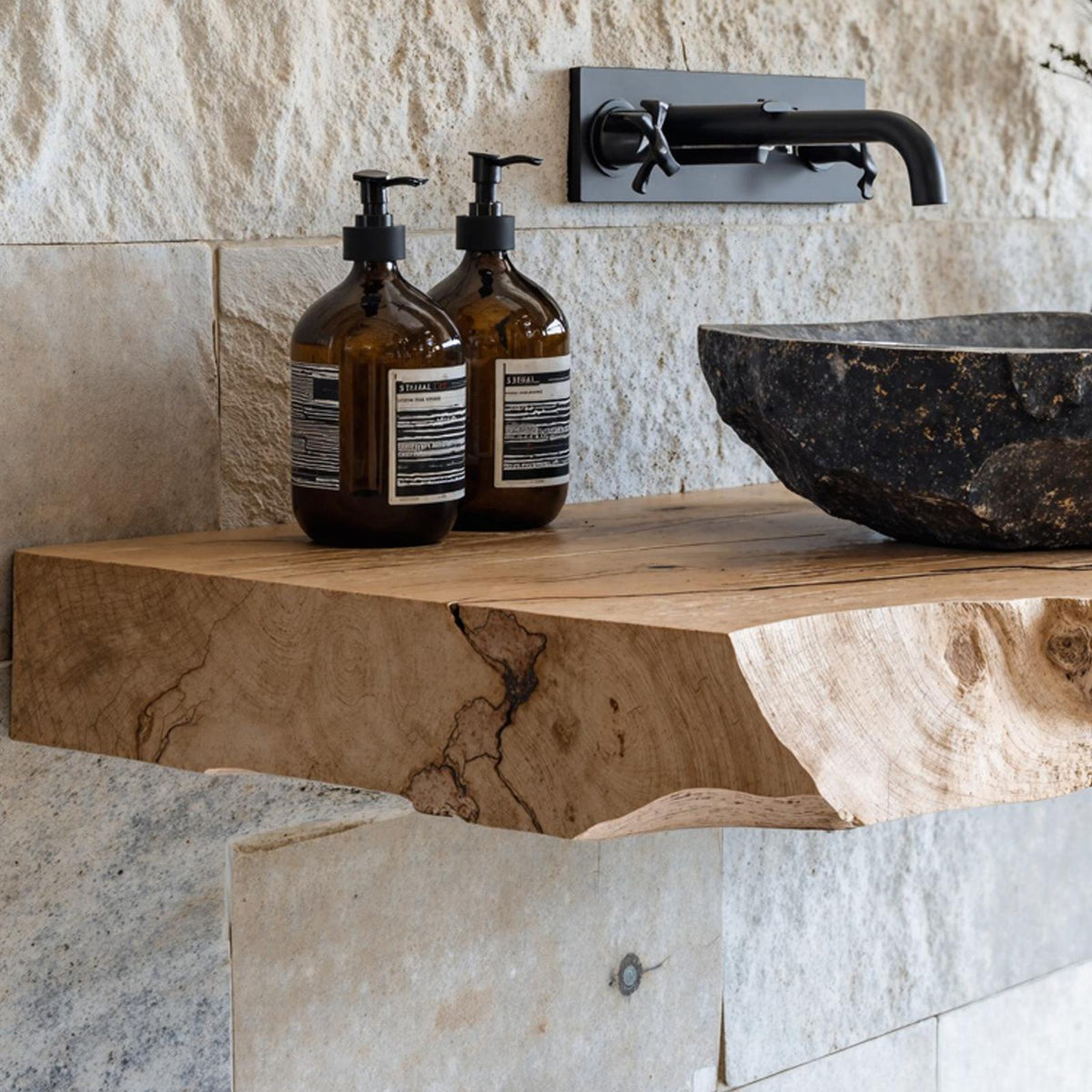 Handcrafted Bathroom Wooden Shelf SILDTBRV047